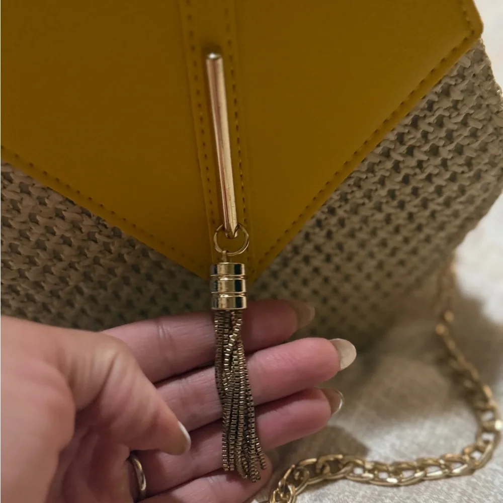 Yellow and Tan Women's Bag with Chain Strap - Picture 8 of 9